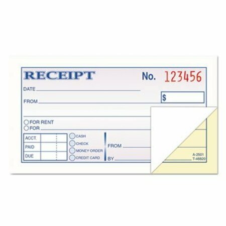 TOPS PRODUCTS TOPS, Money And Rent Receipt Books, 2-3/4 X 4 7/8, 2-Part Carbonless, 50PK 46820